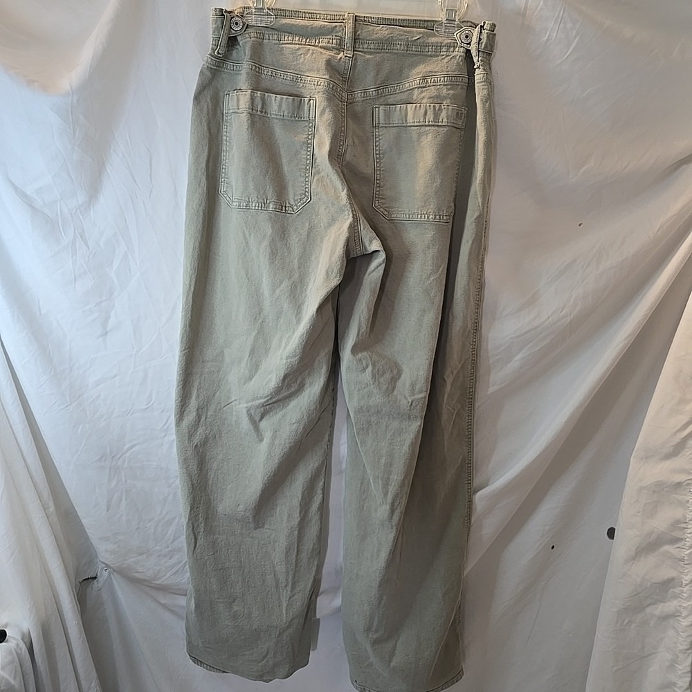 American Eagle Stretch Stovepipe Canvas Pants Green Sz 10 Long Festival Y2K - Picture 7 of 16